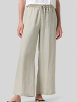 Beige Casual Solid with Sashes Pants