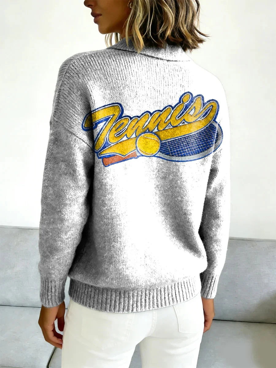 Tennis Decorative Patterns Casual Long Sleeve Sweater