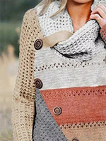 Pink Casual Tops Scarf Neck Long Sleeve Stripe Printed Sweater