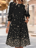 Cool Round Neck 3/4 Sleeve Midi Dress