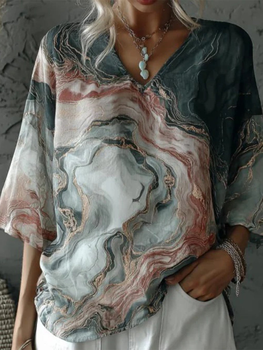 Dreamy V-Neck 3/4 Sleeve Top