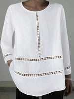 Baggy White Round Neck Long Sleeve Top