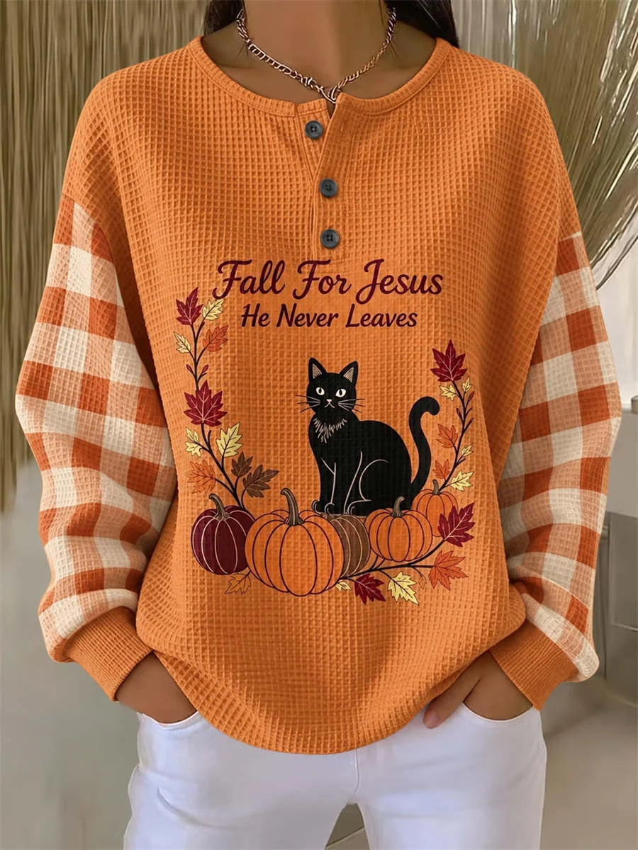 Casual Plaid Henley Collar Long Sleeve Sweatshirt