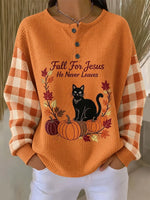 Casual Plaid Henley Collar Long Sleeve Sweatshirt