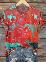 Showy Red Round Neck Short Sleeve Top