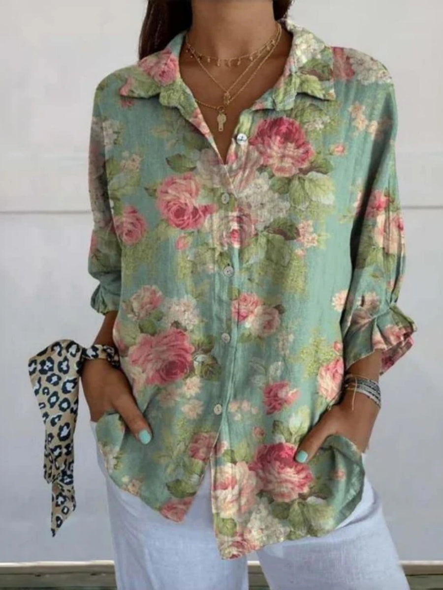 Vintage Floral Print Blouse