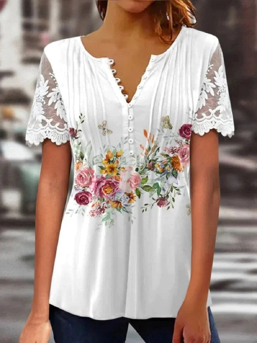 White Casual V Neck Lace Sleeveless Tank