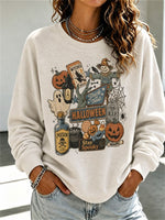Casual Crew Neck Long Sleeve Cartoon Sweatshirt