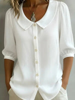 Casual Solid Colour Half Sleeve Blouse