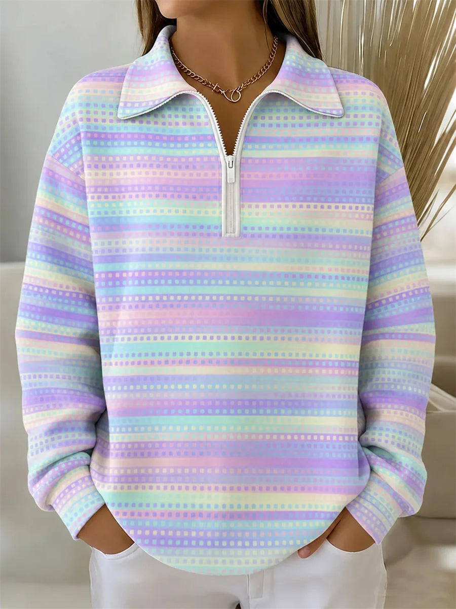 Casual Crew Neck Long Sleeve Ombre Sweatshirt