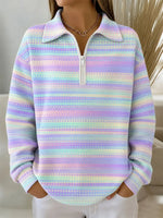 Casual Crew Neck Long Sleeve Ombre Sweatshirt