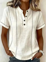 Casual Solid Colour Short Sleeve Blouse