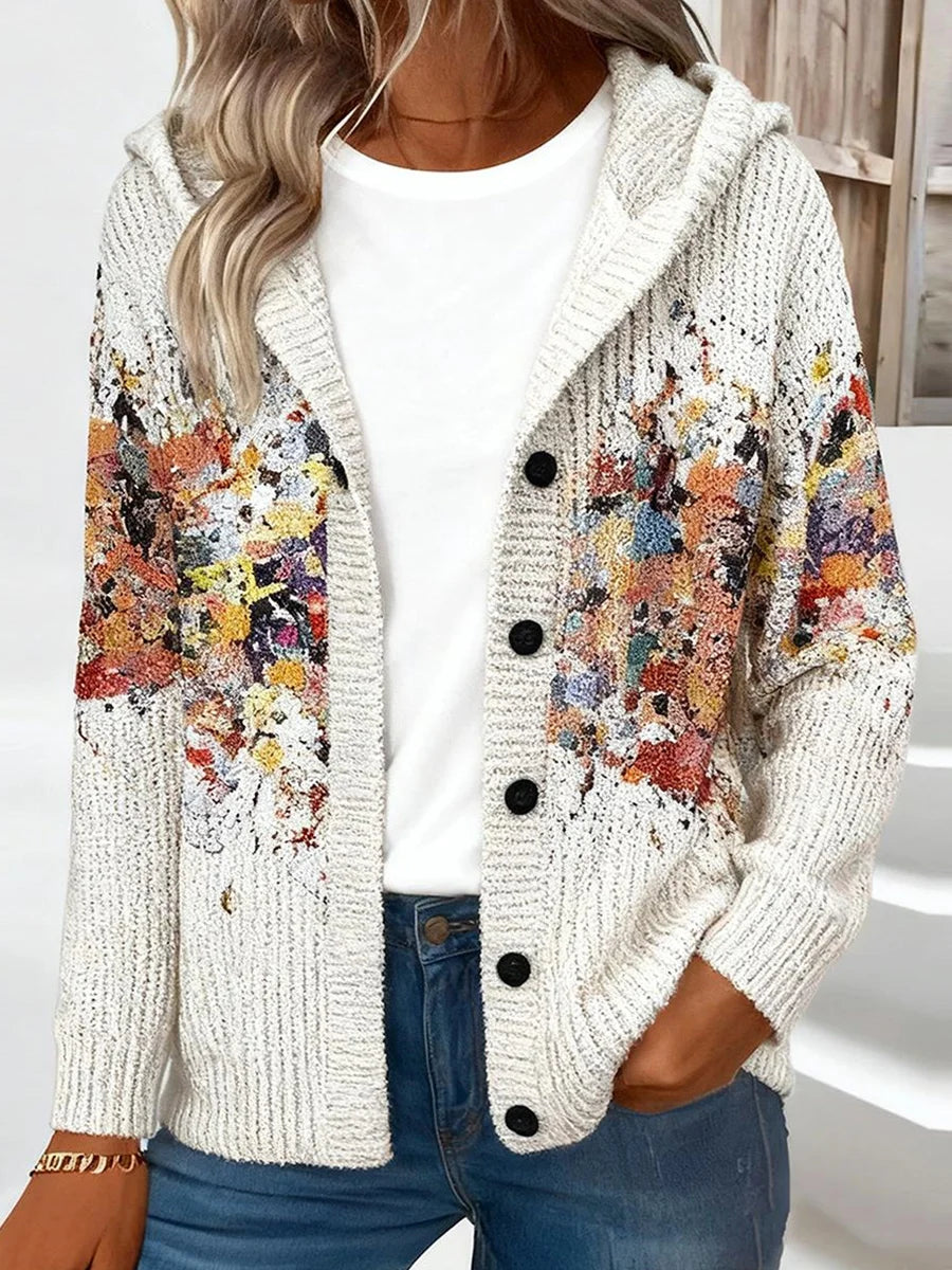 Comfy Hoodie Button Front Long Sleeve Cardigan