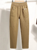 Casual Plain Long Elastic Waist Pocket Stitching Pants
