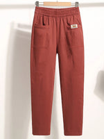 Casual Plain Long Elastic Waist Pocket Stitching Pants