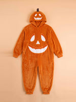 Ghost Pumpkin Hooded Onesie – Plush Halloween Jumpsuit