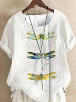 Chic Round Neck Short Sleeve White Top