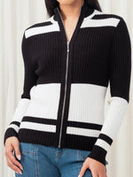 Comfy V-Neck Color Block Long Sleeve Sweater