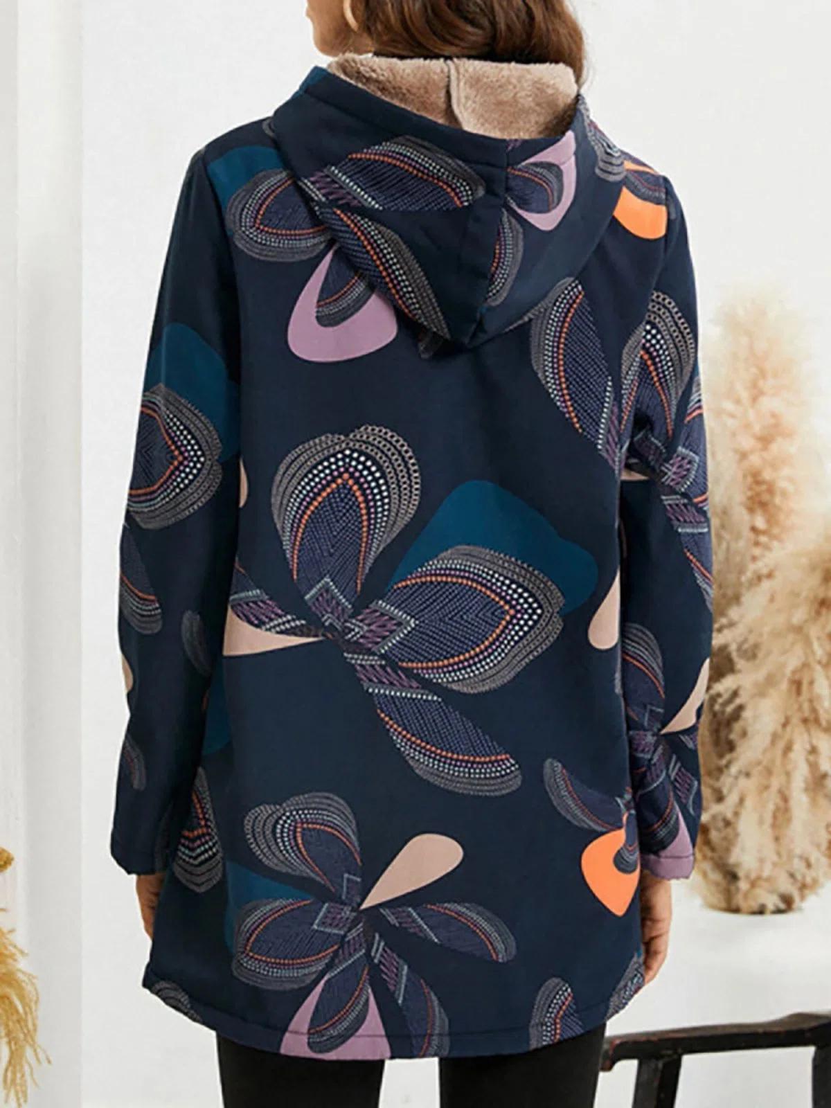 Navy Blue Casual Lapel Long Sleeve Coat