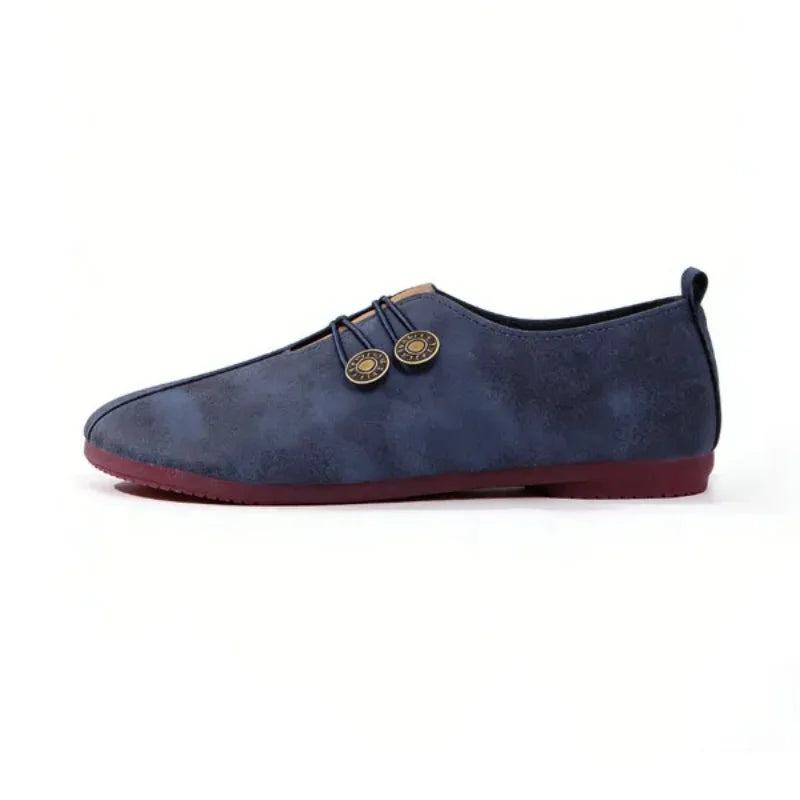 Women's Elegant soft sole round toe buckle decoration Flat Shoes