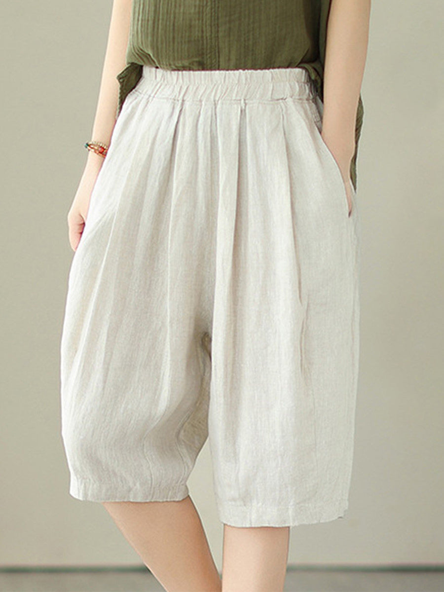 Casual Solid Plus Size Loose Wide Leg Shorts