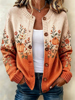 Women Floral Long Sleeve Comfy Vintage Printing Cardigan