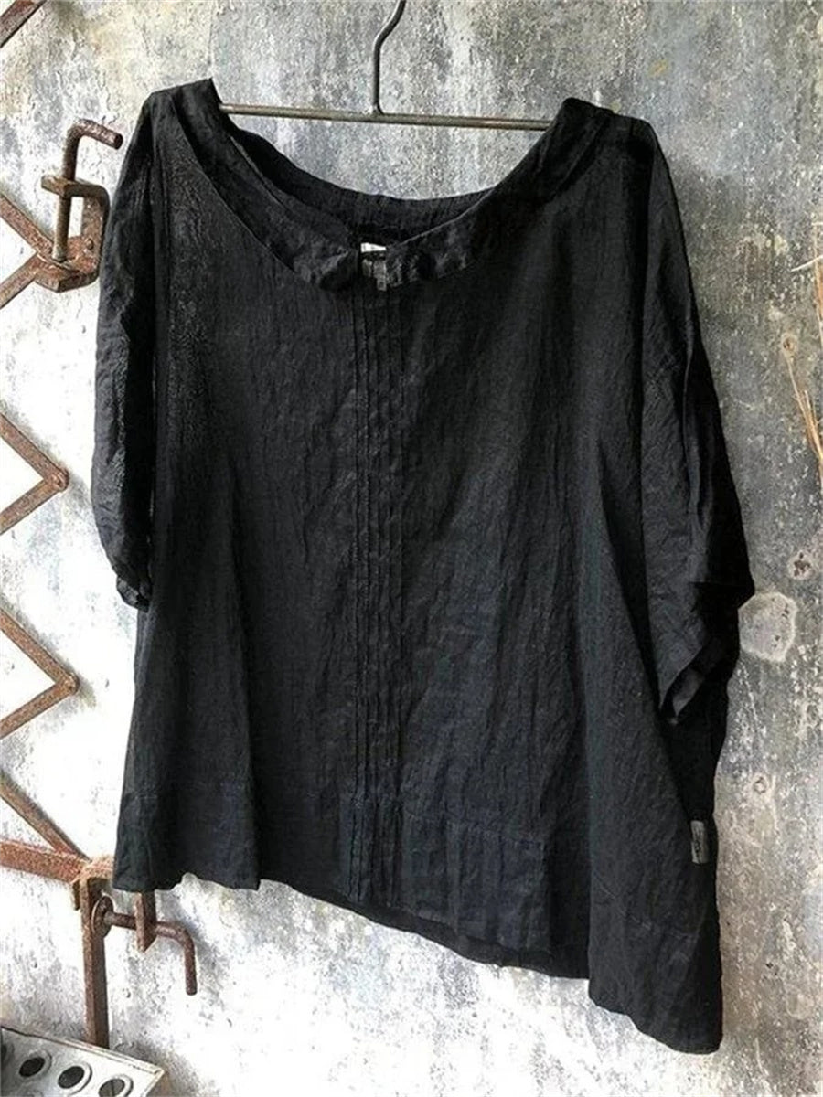 3/4 Sleeve Solid Cotton Blend Top