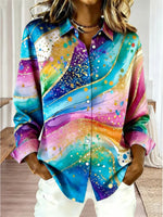 Casual Long Sleeve Abstract Regular Loose Shirt