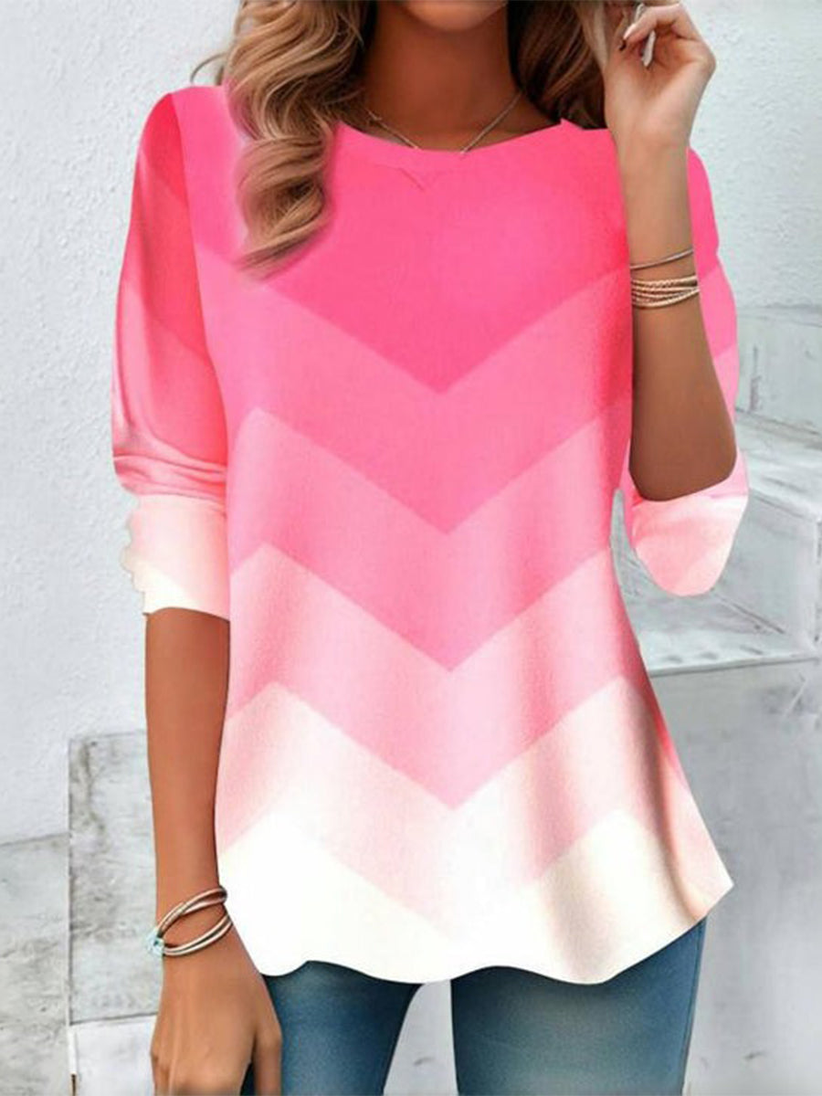Casual Gradient Long Sleeve Blouse