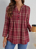 Red Long Sleeve Plaid Top