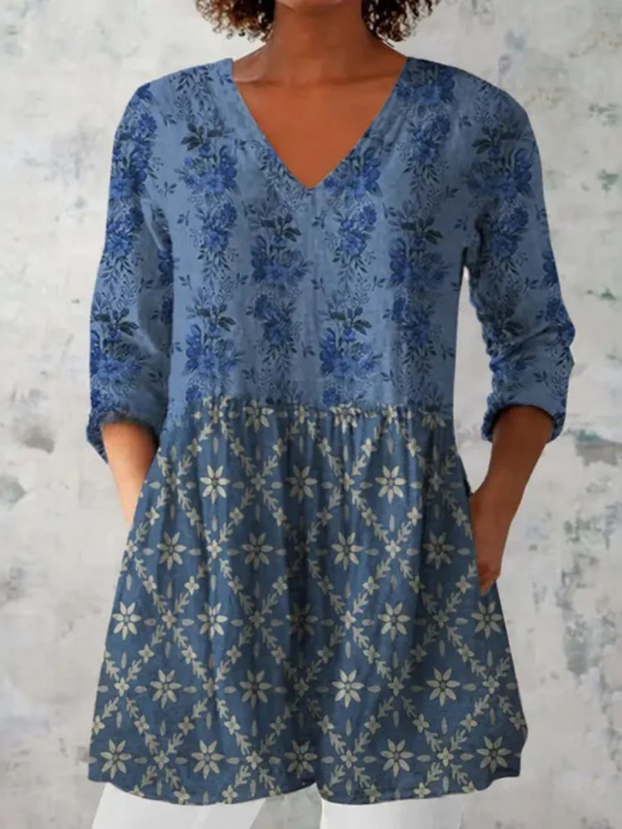 Vintage Floral Print Blouse