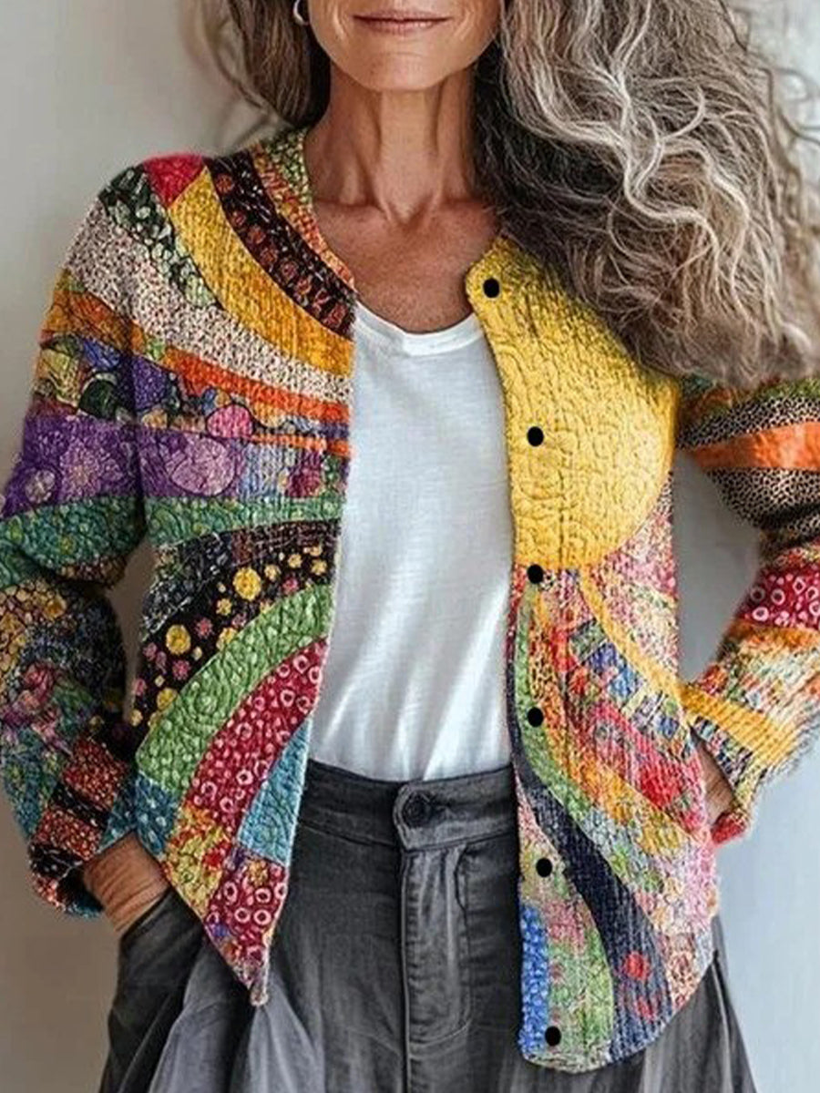 Multicolor Casual Long Sleeve Cardigan