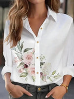 Special Long Sleeve Collared Floral Print Shirt