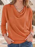Orange Plain Long Sleeve Top