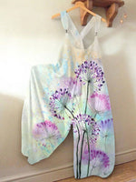 Fantasy Watercolor Dandelion Watercolor Art Print Loose Jumpsuit