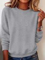 Casual Solid Colour Round Neck Long Sleeve Sweatshirt
