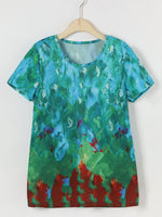 Tie-dye Casual Summer Round Neck Short Sleeve Printed T-shirt