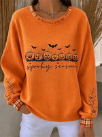 Casual Plaid Crew Neck Long Sleeve Sweatshirt