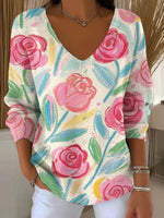 Elegant V-Neck Long Sleeve Sweater