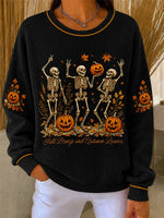 Casual Skull Crew Neck Long Sleeve Sweatshirt