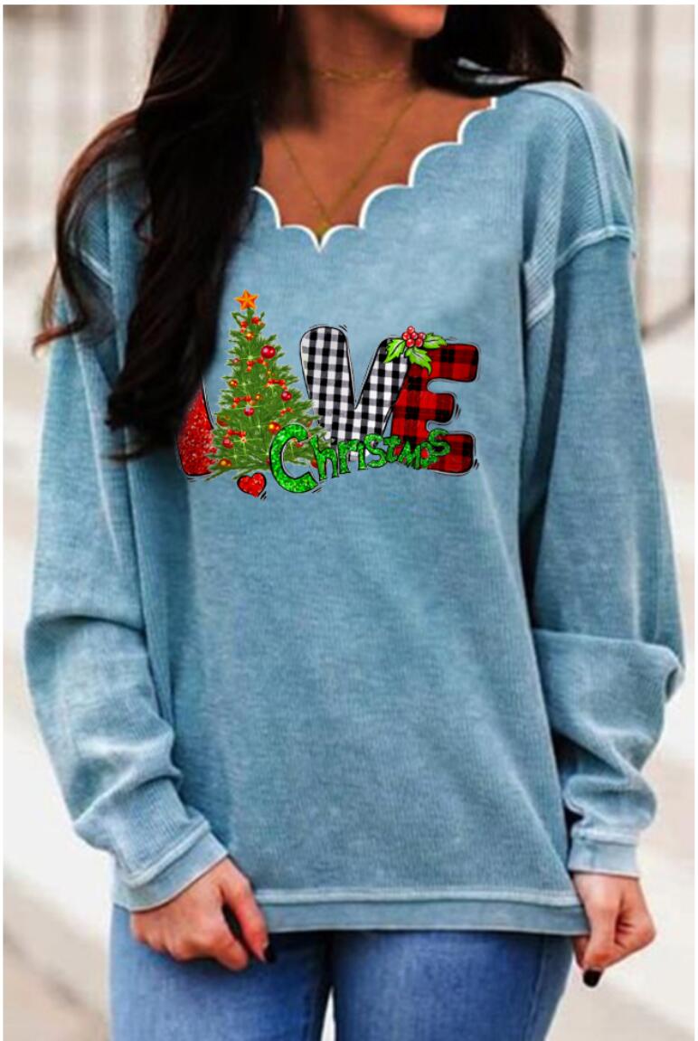 Christmas Tree Pattern Long Sleeve Sweatshirt