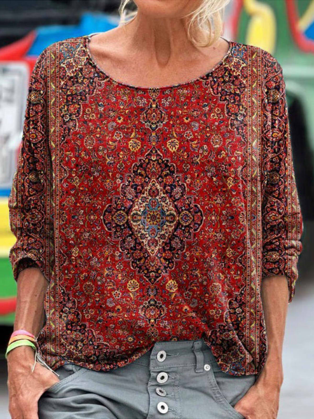 Vintage Ethnic Print T-Shirt