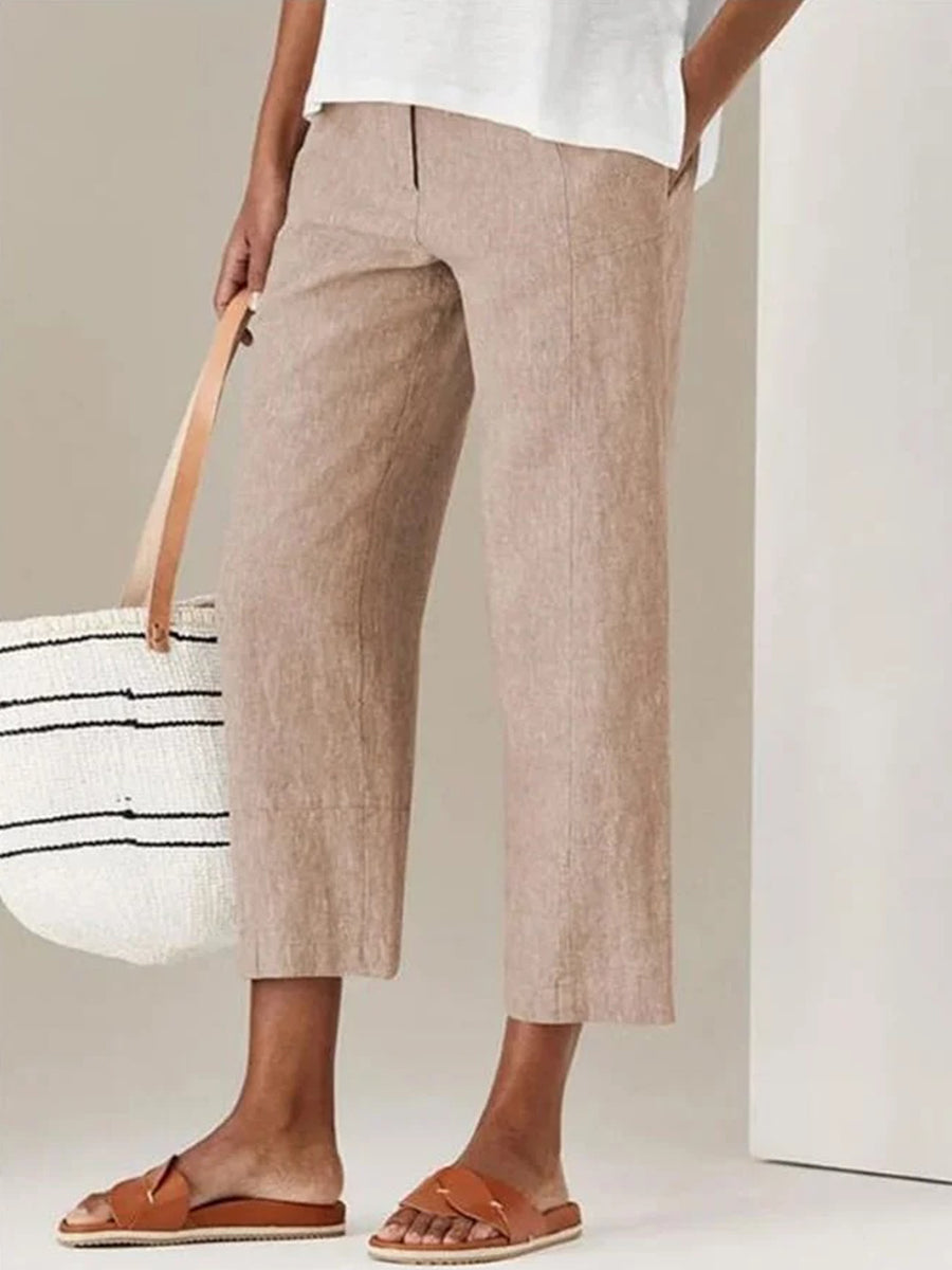 Thin Solid Color High Waisted Harlem Casual Pants