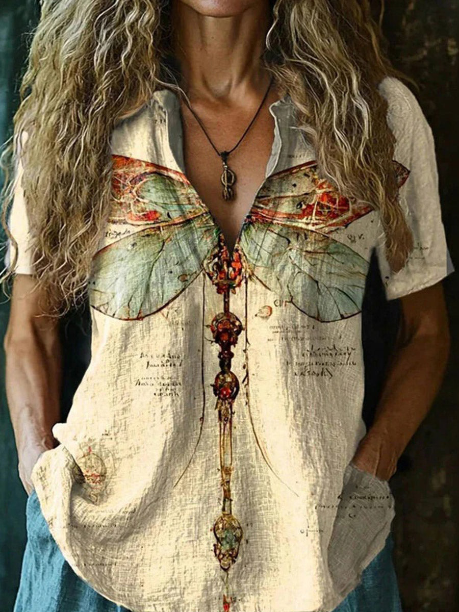 Vintage Casual Short Sleeve Blouse