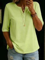 Casual Solid Colour Half Sleeve Blouse