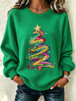 Casual Christmas Tree Crew Neck Long Sleeve Sweatshirt