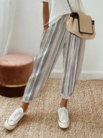 Khaki Casual Stripe Printed Daily Pants