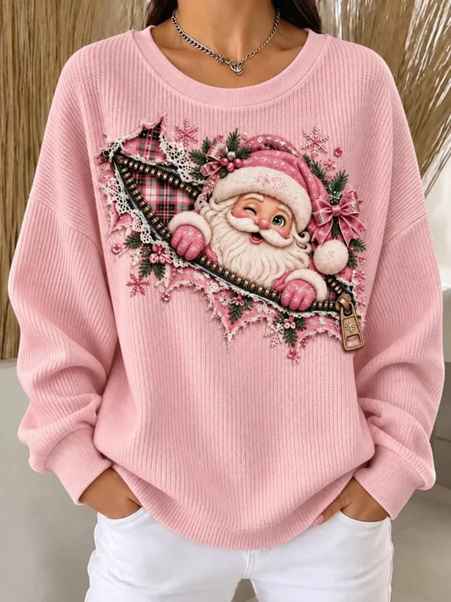 Casual Santa Claus Crew Neck Long Sleeve Sweatshirt