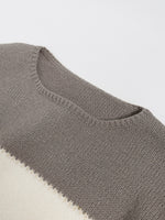 Women Yarn Color Block Long Sleeve Comfy Casual Sweater