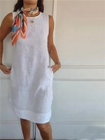 Solid Simple Round Neck Sleeveless Dress